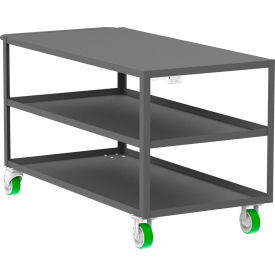 Utility Cart w/ 3 Shelves, Flat Top, 2000 lb. Capacity, 60"L x 30"W x 36"H, Gray view 2