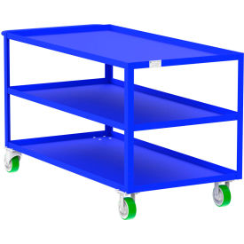 Steel Utility Cart with 3 Shelves, 2000 lb. Capacity, 65"L x 30"W x 36"H, Blue view 2