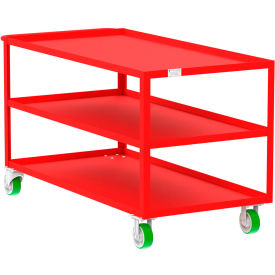 Steel Utility Cart with 3 Shelves, 2000 lb. Capacity, 65"L x 30"W x 36"H, Red view 2