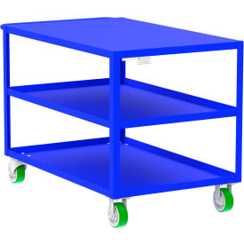 Steel Utility Cart with 3 Shelves, Flat Top, 2000 lb. Cap., 53"L x 30"W x 36"H, Blue view 2