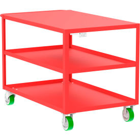 Steel Utility Cart with 3 Shelves, Flat Top, 2000 lb. Capacity, 53"L x 30"W x 36"H, Red view 2