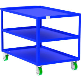 Steel Utility Cart with 3 Shelves, 2000 lb. Capacity, 53"L x 30"W x 36"H, Blue view 2