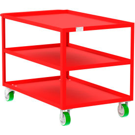 Steel Utility Cart with 3 Shelves, 2000 lb. Capacity, 53"L x 30"W x 36"H, Red view 2