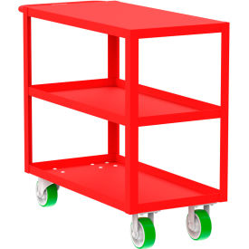 Steel Utility Cart with 3 Shelves, Flat Top, 2000 lb. Capacity, 41"L x 18"W x 36"H, Red view 2