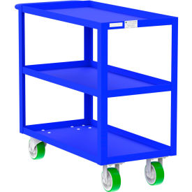 Steel Utility Cart with 3 Shelves, 2000 lb. Capacity, 41"L x 18"W x 36"H, Blue view 2