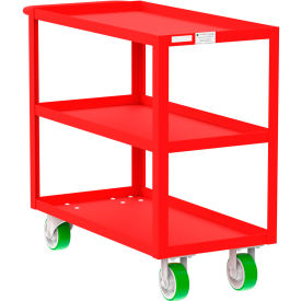 Steel Utility Cart with 3 Shelves, 2000 lb. Capacity, 41"L x 18"W x 36"H, Red view 2