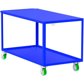 Steel Utility Cart with 2 Shelves, Flat Top, 2000 lb. Cap., 65"L x 30"W x 36"H, Blue view 2