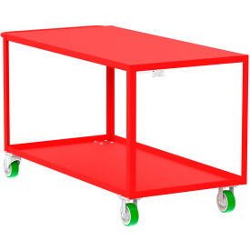 Steel Utility Cart with 2 Shelves, Flat Top, 2000 lb. Capacity, 65"L x 30"W x 36"H, Red view 2