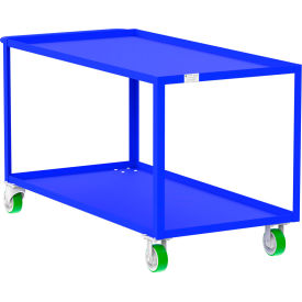 Steel Utility Cart with 2 Shelves, 2000 lb. Capacity, 65"L x 30"W x 36"H, Blue view 2