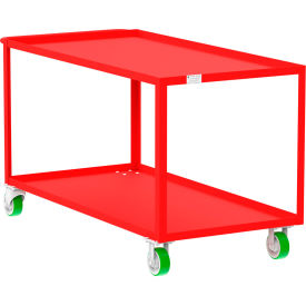 Steel Utility Cart with 2 Shelves, 2000 lb. Capacity, 65"L x 30"W x 36"H, Red view 2