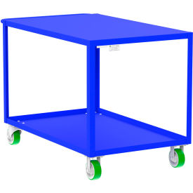 Steel Utility Cart with 2 Shelves, Flat Top, 2000 lb. Cap., 53"L x 30"W x 36"H, Blue view 2