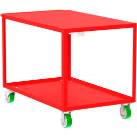 Steel Utility Cart with 2 Shelves, Flat Top, 2000 lb. Capacity, 53"L x 30"W x 36"H, Red view 2
