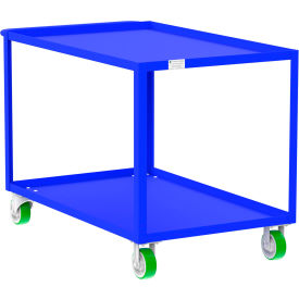 Steel Utility Cart with 2 Shelves, 2000 lb. Capacity, 53"L x 30"W x 36"H, Blue view 2