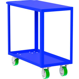 Steel Utility Cart with 2 Shelves, Flat Top, 2000 lb. Capacity, 41"L x 18"W x 36"H, Blue view 2