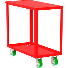 Steel Utility Cart with 2 Shelves, Flat Top, 2000 lb. Capacity, 41"L x 18"W x 36"H, Red view 2