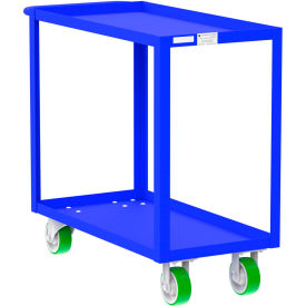 Steel Utility Cart with 2 Shelves, 2000 lb. Capacity, 41"L x 18"W x 36"H, Blue view 2