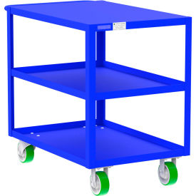 Steel Utility Cart with 3 Shelves, Flat Top, 2000 lb. Capacity, 41"L x 24"W x 36"H, Blue view 2
