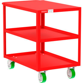 Steel Utility Cart with 3 Shelves, Flat Top, 2000 lb. Capacity, 41"L x 24"W x 36"H, Red view 2
