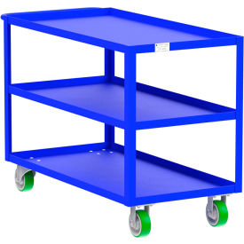 Steel Utility Cart with 3 Shelves, 2000 lb. Capacity, 53"L x 24"W x 36"H, Blue view 2