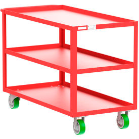 Steel Utility Cart with 3 Shelves, 2000 lb. Capacity, 53"L x 24"W x 36"H, Red view 2