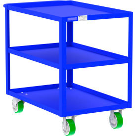 Steel Utility Cart with 3 Shelves, 2000 lb. Capacity, 41"L x 24"W x 36"H, Blue view 2