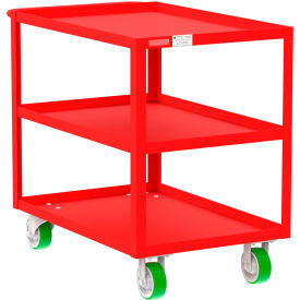 Steel Utility Cart with 3 Shelves, 2000 lb. Capacity, 41"L x 24"W x 36"H, Red view 2