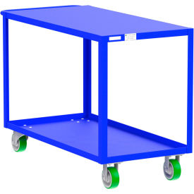 Steel Utility Cart with 2 Shelves, Flat Top, 2000 lb. Cap., 53"L x 24"W x 36"H, Blue view 2