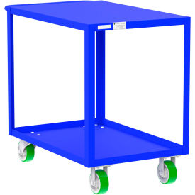 Steel Utility Cart with 2 Shelves, Flat Top, 2000 lb. Cap., 41"L x 24"W x 36"H, Blue view 2