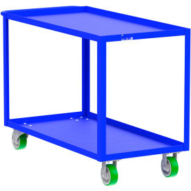 Steel Utility Cart with 2 Shelves, 2000 lb. Capacity, 53"L x 24"W x 36"H, Blue view 2
