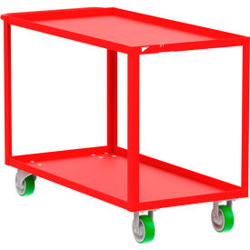 Steel Utility Cart with 2 Shelves, 2000 lb. Capacity, 53"L x 24"W x 36"H, Red view 2