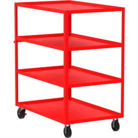 Steel Utility Cart with 4 Shelves, 3600 lb. Capacity, 53"L x 30"W x 56"H, Red view 2