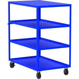 Steel Utility Cart with 4 Shelves, Flat Top, 3600 lb. Cap., 53"L x 30"W x 56"H, Blue view 2