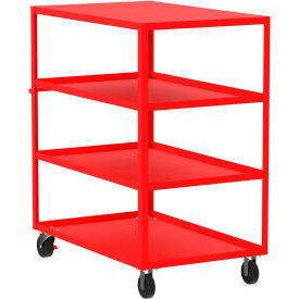 Steel Utility Cart with 4 Shelves, Flat Top, 3600 lb. Capacity, 53"L x 30"W x 56"H, Red view 2