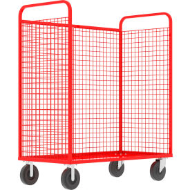 3-Sided Stock Picking Cage Cart, 57"L x 30"W, 1600 lb. Capacity, Red view 2