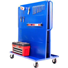Valley Craft Modular A-Frame Bin Cart with 2 Round-Peg Pegboard Panels 57"W x 30"D x 62"H Blue