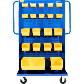 Valley Craft® Modular A-Frame Bin Cart 2 Louvered Panels 46"W x 30"D x 62"H Blue