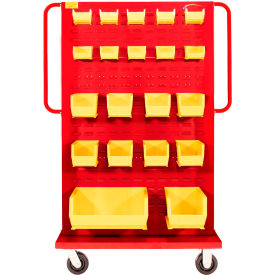 Valley Craft® Modular A-Frame Bin Cart 2 Louvered Panels 46"W x 30"D x 62"H Red