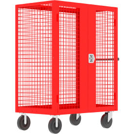 Valley Craft® Security Truck with 2 Rigid & 2 Locking Swivel Casters 63"L x 30"W x 66"H Red 