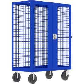 Security Truck with 2 Rigid & 2 Locking Swivel Casters, 51"L x 24"W x 66"H, Blue view 2