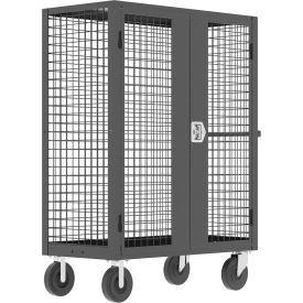Security Truck with 2 Rigid & 2 Locking Swivel Casters, 51"L x 24"W x 66"H, Gray view 2