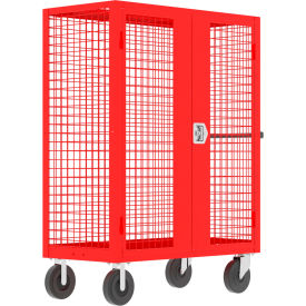 Security Truck with 2 Rigid & 2 Locking Swivel Casters, 51"L x 24"W x 66"H, Red view 2