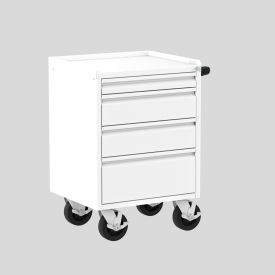 Mobile Workbench with 4 Drawers, 28"W x 21"D, White view 2