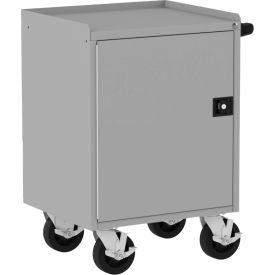 Mobile Workbench with 2 Shelves & 1 Door, 28"W x 21"D, Silver/Black view 2