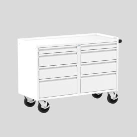 Mobile Workbench with 8 Drawers, 52"W x 21"D, White view 2