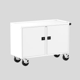 Mobile Workbench with 4 Shelves & 2 Doors, 52"W x 21"D, White view 2