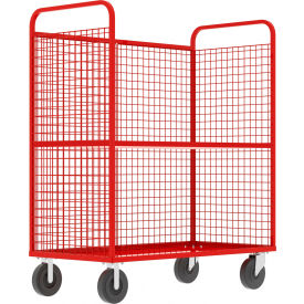 3-Sided Stock Picking Cage Cart, 1 Adj. Shelf, 57"L x 30"W, 1600 lb. Cap., Red view 2