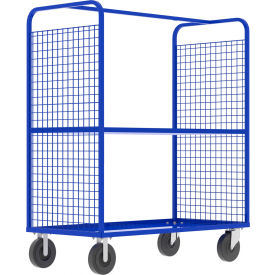 2-Sided Stock Picking Cage Cart, 1 Adjustable Shelf, 57"L x 30"W, 1600 lb. Capacity, Blue view 2
