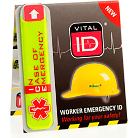 VITAL ID INC WSID-01 Vital ID Standard Worker Emergency ID Tag 3" x 2-1/4", Fits to Hard Hat, Reflective, 25/Pack image.