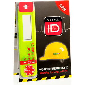 VITAL ID INC WSID-02 Vital ID Worker Emergency ID Tag w/ Data-Window 3" x 2-1/2", Fits to Hard Hat, Reflective, 25/Pack image.