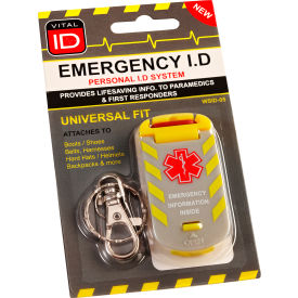 VITAL ID INC WSID-05 Vital ID Universal-Fit Worker Emergency ID Tag 2-3/4" x 3", Shock-Cord Fitting, Waterproof, 10/Pack image.